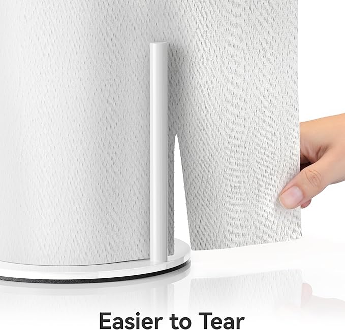 Paper Towel Holder Countertop, Stainless Steel, White, for Kitchen, Pantry, RV