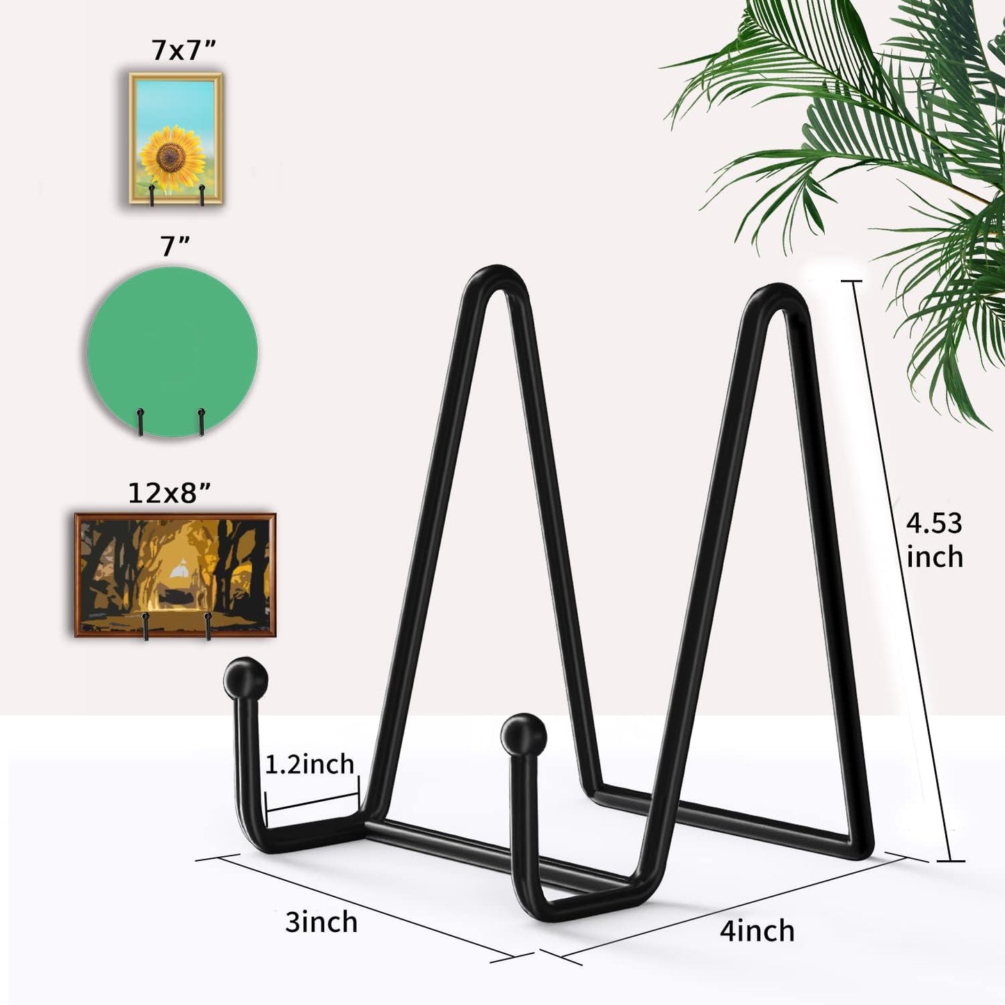 Decolore 5 Pack 4.5 Inch Display Stands Black Iron Easel for Plate Stand Plate Holder for Picture, Decorative Plate, Photo Easel, Artistic Work Display Stand, Picture Frames