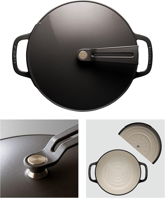 Vermicular Oven Pot 2.0 | Lightweight Enameled Cast Iron Pot | 26cm (5.9 Qt) | Non-Toxic | Induction-compatible | Dutch Oven | Made in Japan | Hazelnut Brown