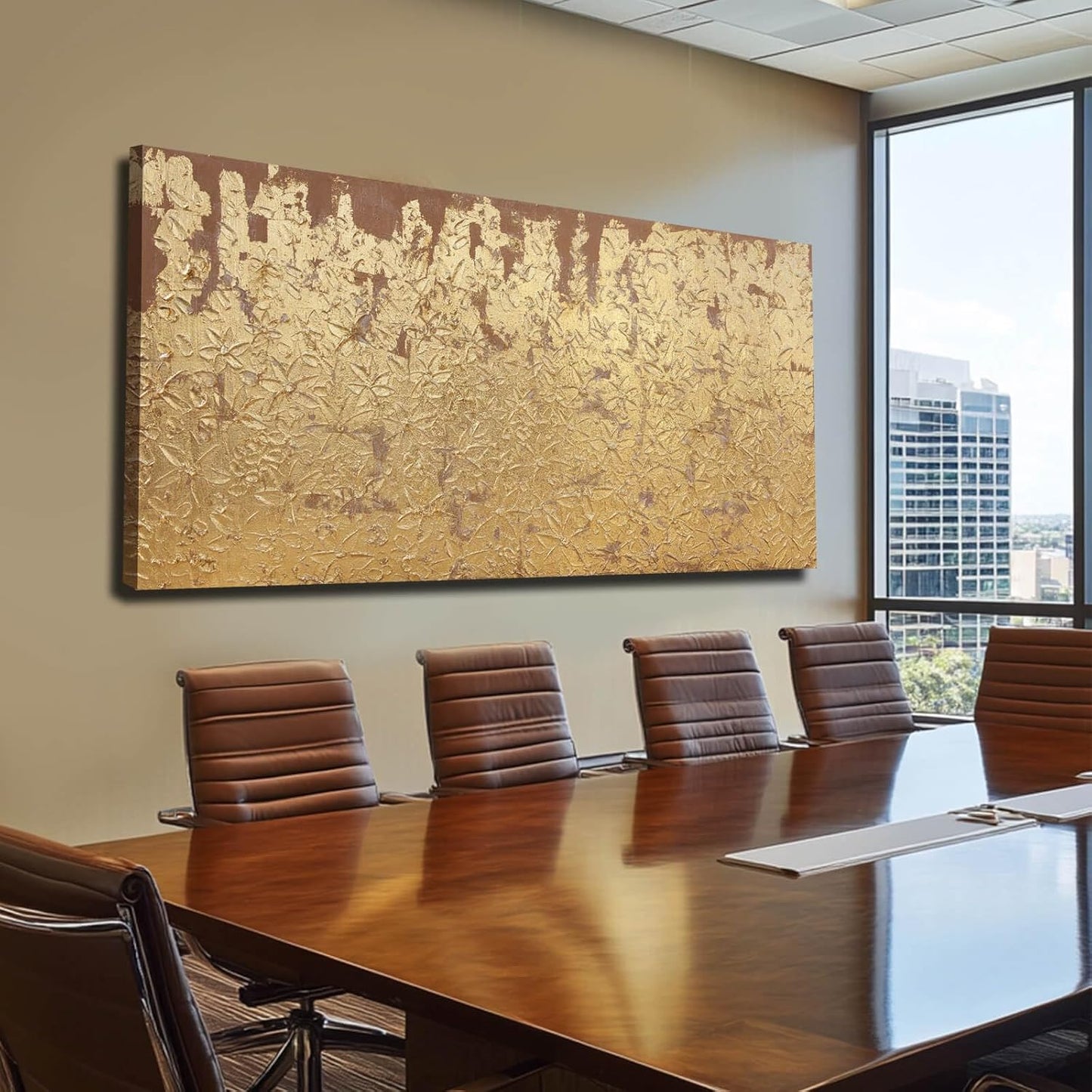 VAYIMDH Abstract Canvas Wall Art Gold Wall Painting Contemporary Home Wall Decor 29"x58" Large Artwork for Living Room Office Decor