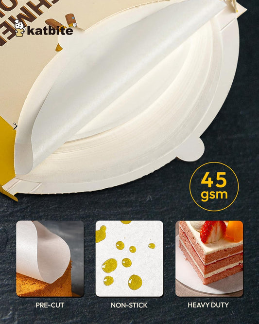 Katbite 7 Inch Round Parchment Paper, 200Pcs Parchment Rounds, Heavy Duty & Non-stick for Cake Baking, Air Fryer Liners, Patty Paper
