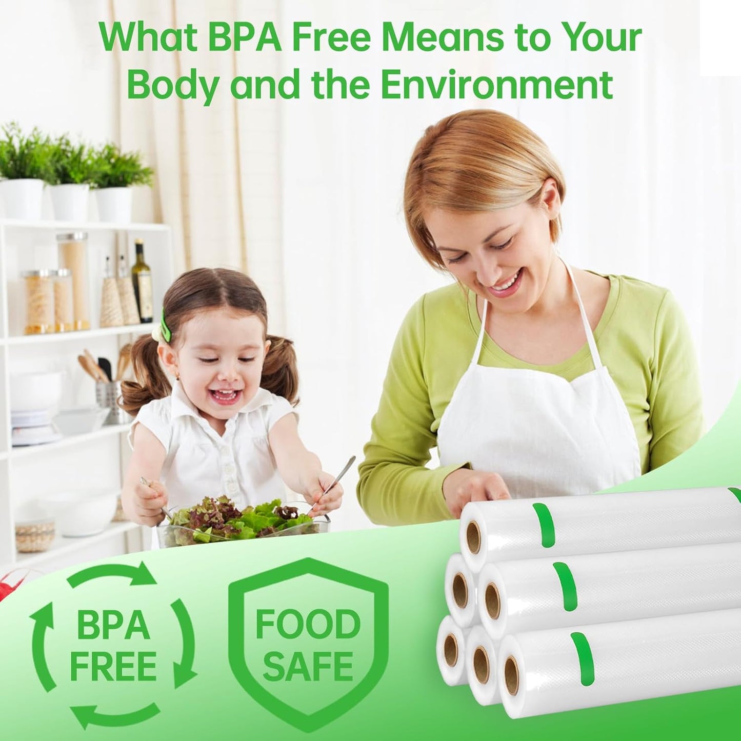 L'ELEF MISTICO Vacuum Sealer Bags for Food, 8''X20' (3 Rolls) BPA Free Food Saver Bags for Sealer, Customized Size Vacuum Storage Bags for Sous Vide or Meal Prep