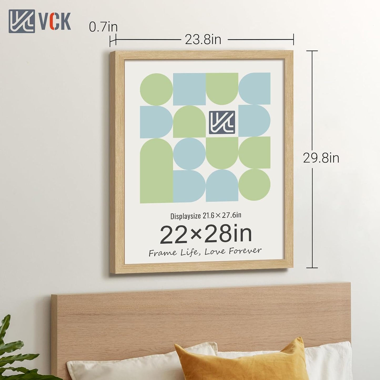 VCK 22x28 Oak Poster Frame 5 Pack, Natural Solid Wood Picture Frames, Wall Mounting Hanging