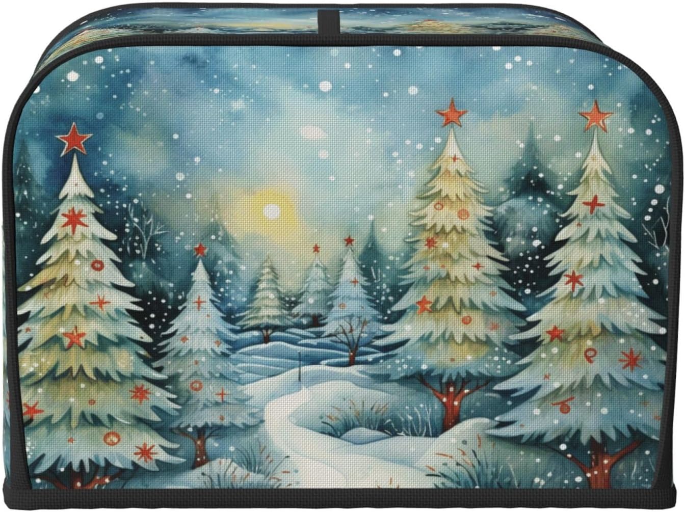 Toaster Cover 4 Slice Christmas Tree Watercolor Winter Forest Kitchen Small Appliance Covers with Pockets Dust and Fingerprint Protection
