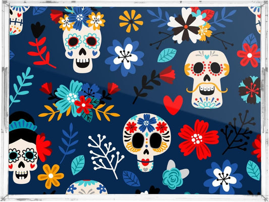 Acrylic Serving Tray with Handles Spill Proof Kitchen Storage Tray Clear Decorative Tray Makeup Drawer Organizer Storage Tray for Bathroom Living Room Ottoman 15.7x11.8Inches