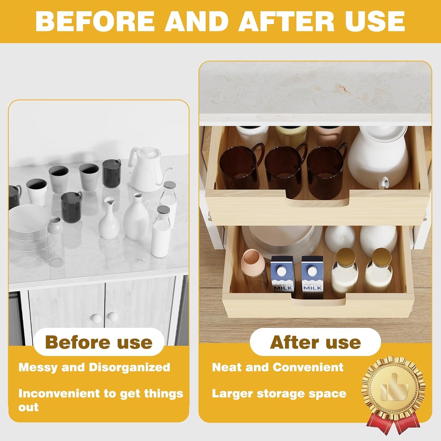 Pull Out Cabinet Organizer, 20''W×21''D×16''H Soft Close Slide Out Wooden Pull out Drawers, Double Tier Slide out Wood Cabinet Organizer, for Base Cabinet Organization in Kitchen, Pantry, Bathroom