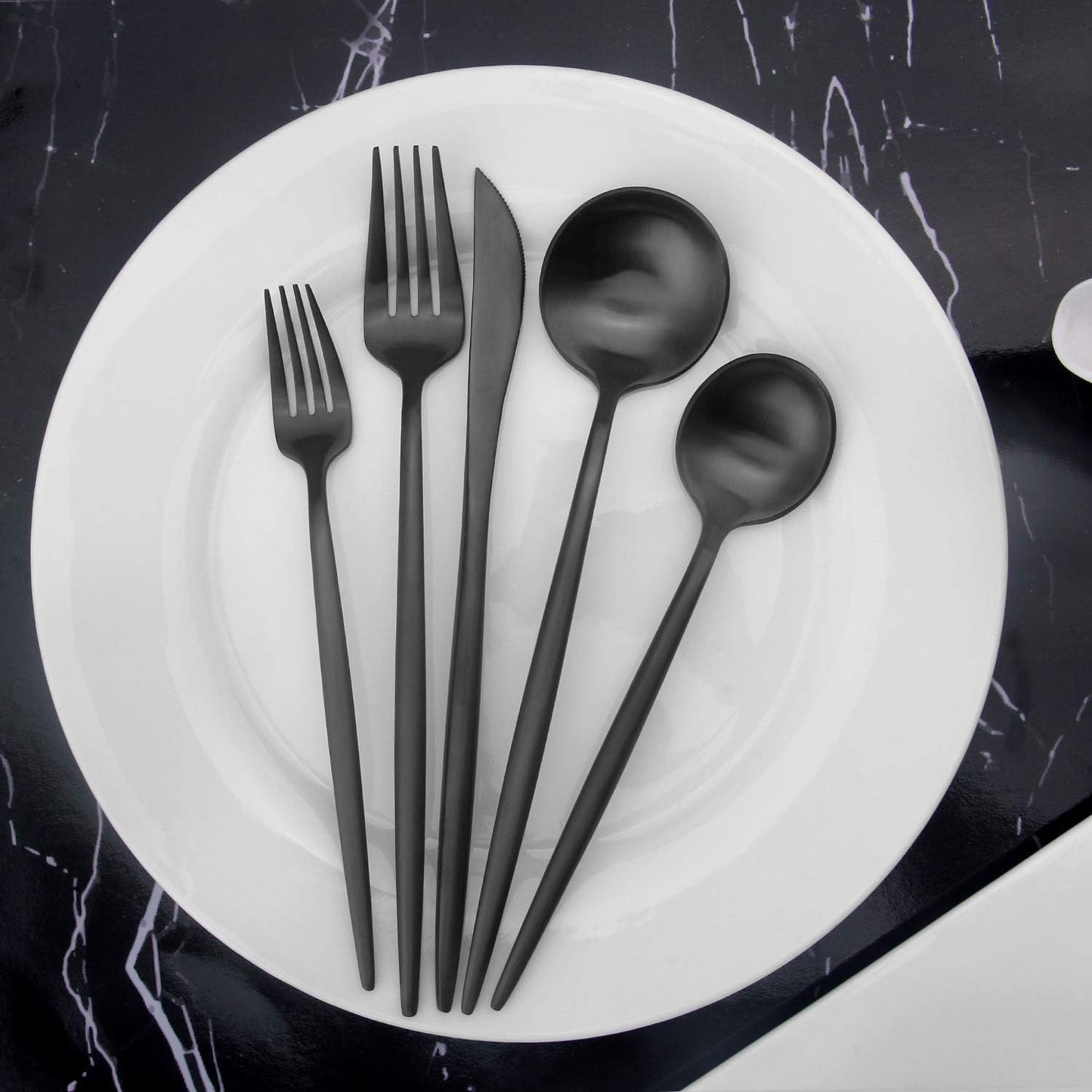 Matte Black Silverware Set, Vanys 30 Piece Stainless Steel Cutlery Flatware Set, Kitchen Utensil Sets for 6, Tableware With Knife Spoons And Forks Set, Satin Finished Polished
