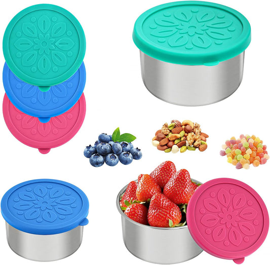 Cmonie 3Pack Stainless Steel Containers with Lids,10/20/33 oz Easy Open Leak Proof Metal Snack Containers,Food Storage Bento Box for Snacks, Fruits (3Pcs-10 oz)