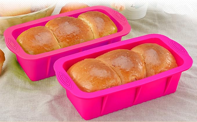 Tosnail 4 Pack Silicone Bread Loaf Pan, 8 x 4 Inches Silicone Baking Molds for Baking Banana Bread, Sandwich Bread, Small Loaf and Meatloaf