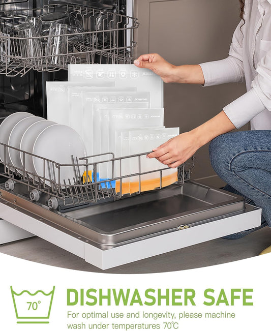 IDEATECH 20Pack Reusable Bags Dishwasher Safe, Leakproof Reusable Freezer Bags, BPA Free Healthy Food Storage Contaizers Sandwich Snack Baggies for Lunch Travel(8 Gallon 6 Quart 6 Snack,Colored)