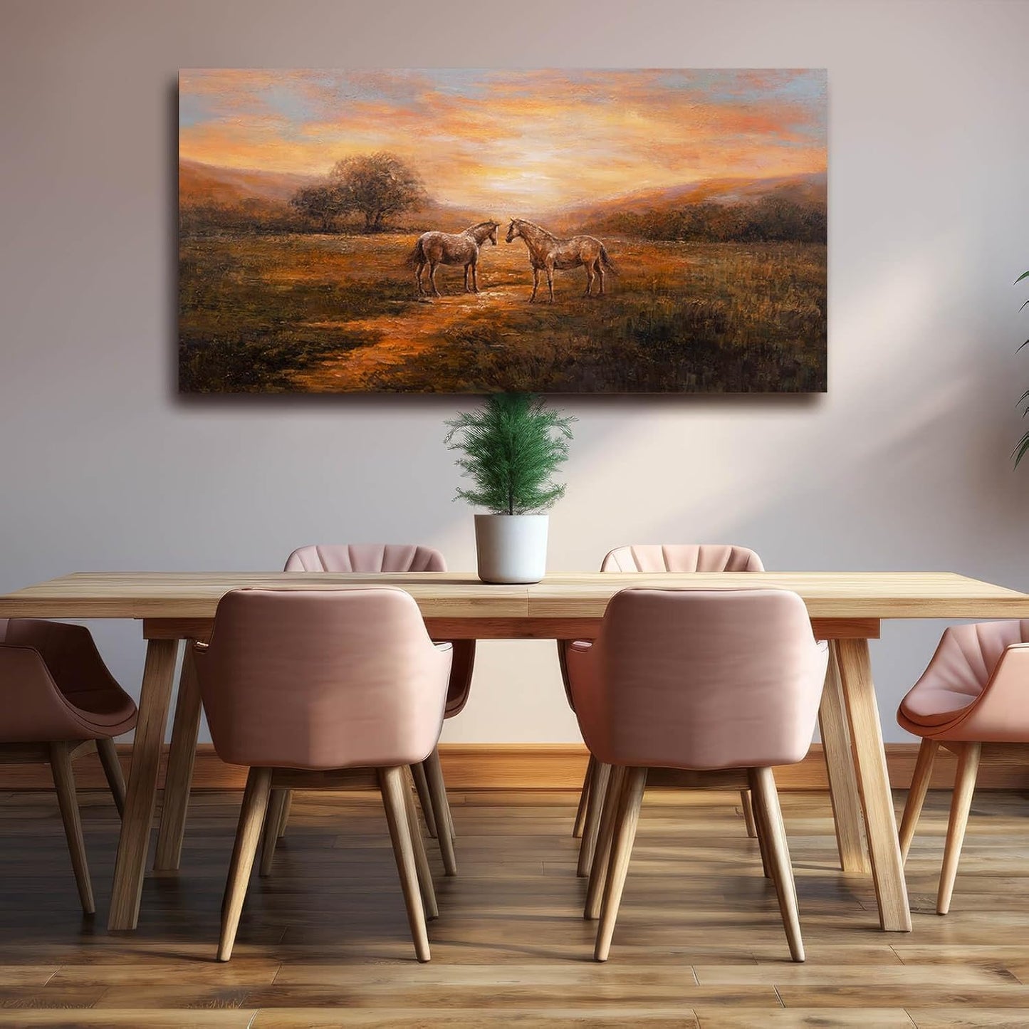 CHUDANHAO Large Wall Art Canvas Pictures Bedroom Wall Art Decor Horse Artwork Rustic Orange Decorations Nature Wall Decor for Living Room 24"x48"