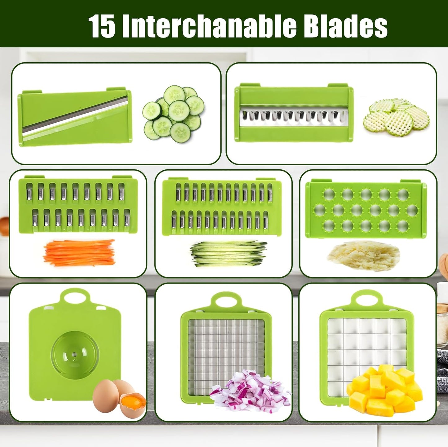 15 in 1 Professional Vegetable Multi-Functional Food Cutting Machine - Salad, Cheese Grater, Mandolin Slicer and Container