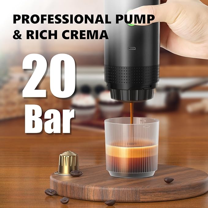 Mulli Cordless Electric Espresso Machine‌‌-Portable Coffee Maker for Ground Coffee & NS Capsule with Self-Heating Technology‌-Perfect for RV, Hiking, Camping, Office & On-the-Go Lifestyles