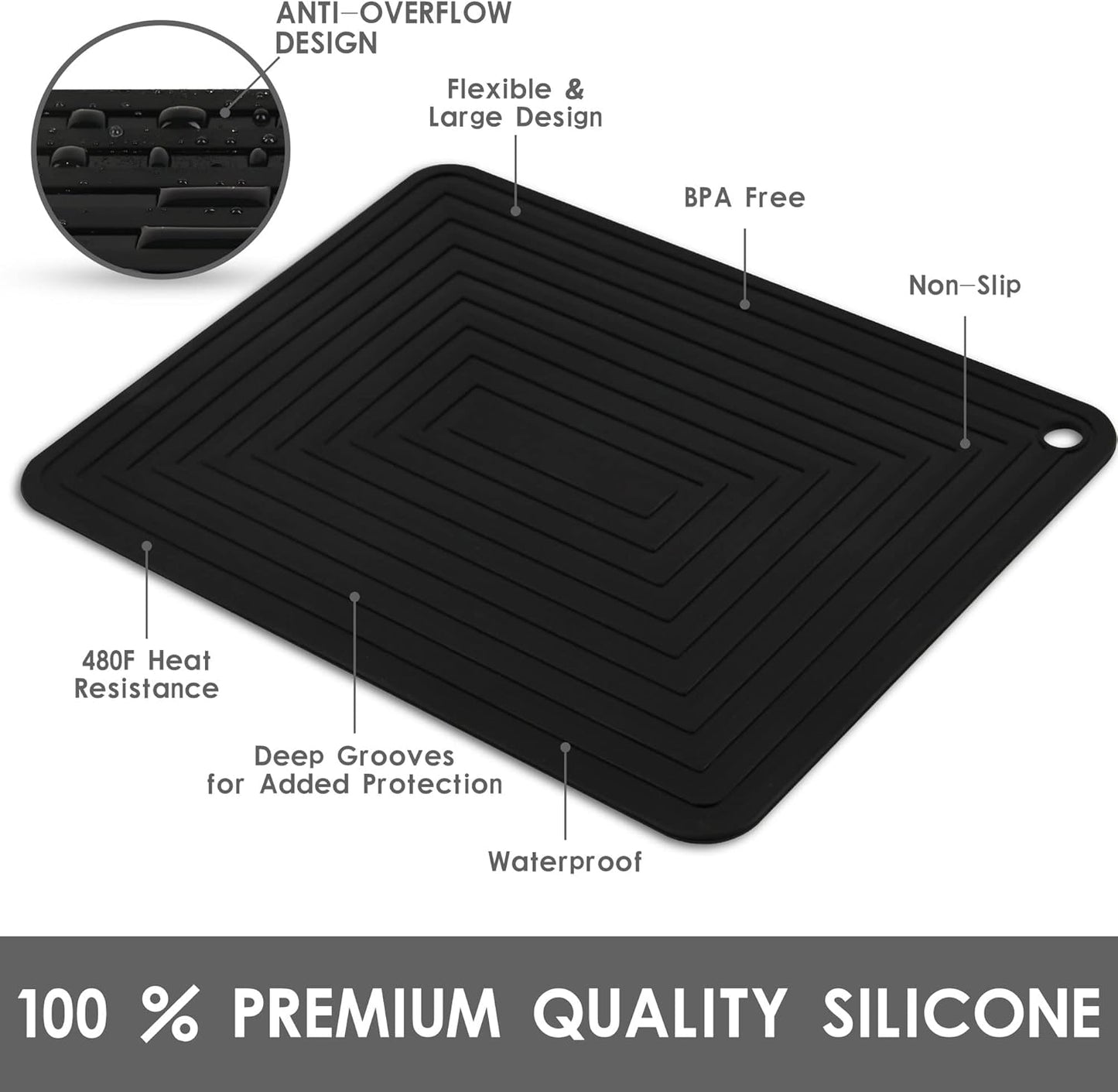 Trivets for Hot Dishes-Pots and Pans, Flexible Silicone Hot Pads for Kitchen, Non Slip Heat Resistant Mats-Pot Holders-Placements, Rectangular Microwave Plate Cover-Trivet Mat Pack 2 Beige