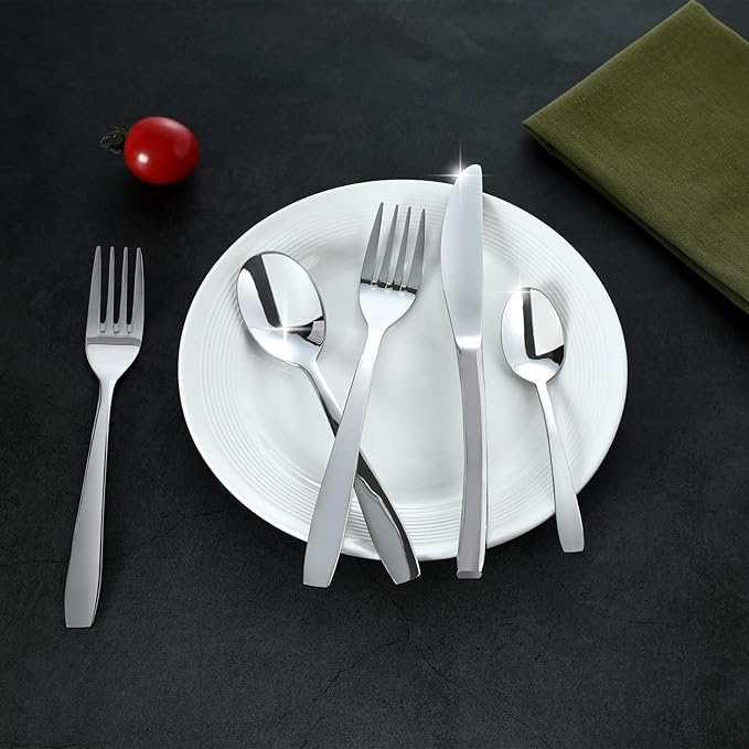 Silverware Set,20 Piece,Stainless Steel Flatware Cutlery Set for 4,18/0 Rust-Proof Silverware with Forks & Spoons,Mirror Polished Dishwasher Safe - Heavy Duty Tableware for Home & Dining