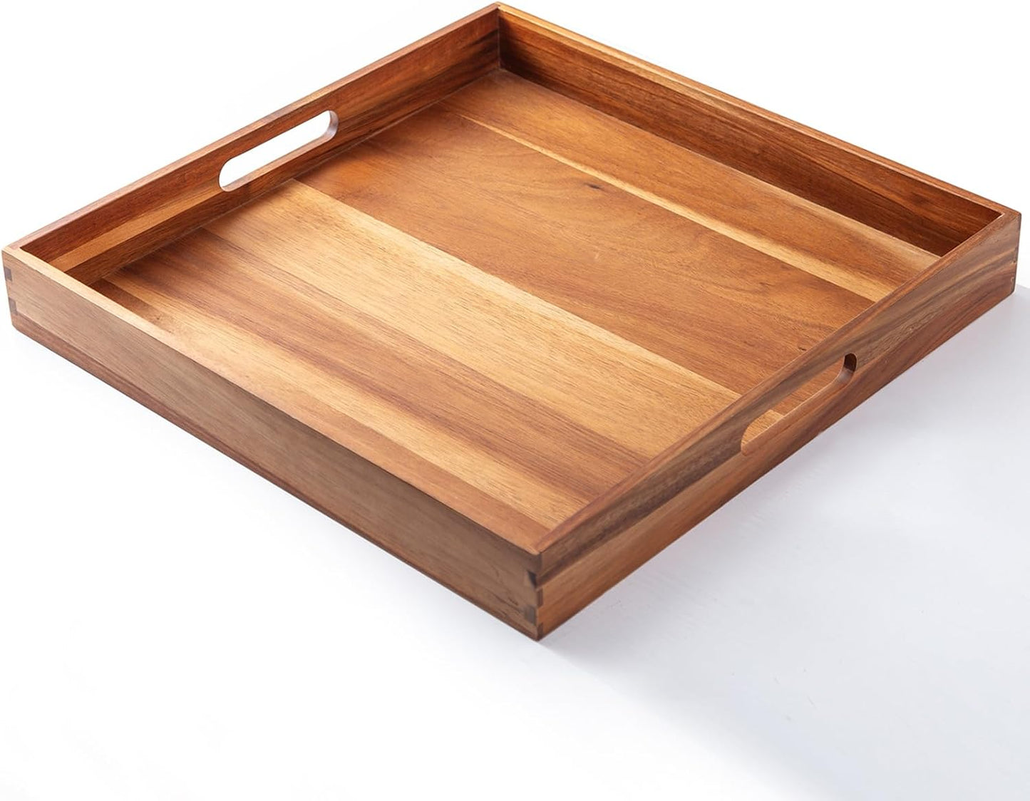 Ottoman Tray for for Living Room Extra Large Wooden Serving Trays for Ottoman 22-INCH Square Wood Trays with Handles Decorative Trays for Serving, Breakfast, Coffee Tea, Appetizers