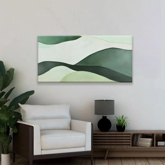 Suconvng Abstract Wall Art Decor Green White Wall Art Irregular Shapes Painting Canvas Art Wall Decor Prints Minimalist Abstract Art For Living Room Wall Bedroom Kitchen Office 24"×48"