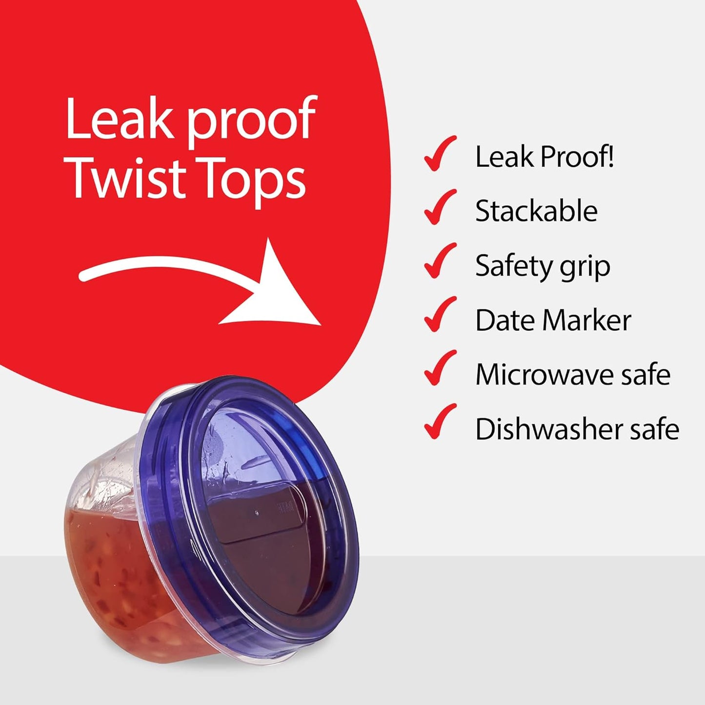 PLASTICPRO 12 Pack Twist Cap Food Storage Containers with Blue Screw on Lid- 4 oz Reusable Meal Prep Containers - Small Freezer Containers Microwave Safe Blue Plastic Food Storage