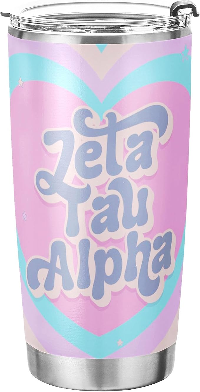 Zeta Tau Alpha Paraphernalia Officially Licensed - 20 oz Stainless Steel Insulated Sublimation Tumbler - Colorful Heart