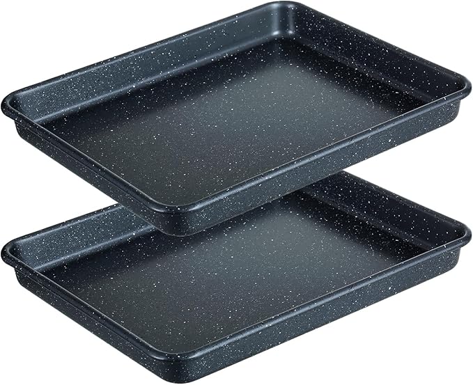 11 Inch Nonstick Baking Sheets Set of 2, Carbon Steel Cookie Sheets for Baking, Heavy Duty & Stackable Baking Pans for Oven, Non Toxic & Easy Clean, 11x9 Inch Baking Trays