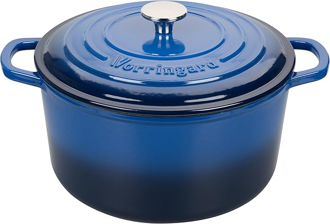 Enameled Cast Iron Dutch Oven Pot with Lid, for Sourdough Bread Baking, Round Dutch Ovens, 4.5 Quart, Blue
