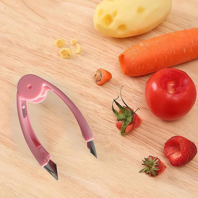Fruit and Vegetable Corer Pepper Seed Apple Remover Bell Pepper Pineapple Corer Tool Stainless Steel Kitchen Gadget (Pepper strawberry pineapple Corer B)