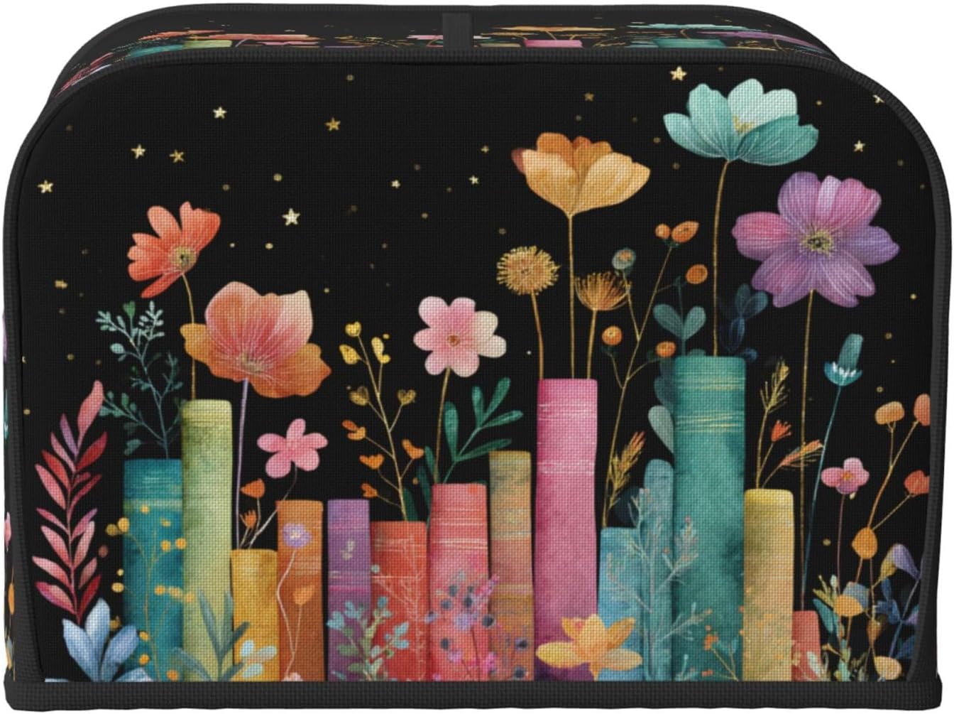 Toaster Cover 4 Slice Books Flower Botanical Kitchen Small Appliance Covers with Pockets Dust and Fingerprint Protection
