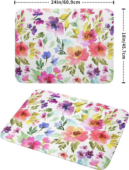 Floral Dish Drying Mats for Kitchen Counter Large Drying Mat for Dishes Microfiber Dish Rack Mat Kitchen Decor Spring Summer Flower Drainer Pad Washable Foldable Ultra Absorbent Dry Mat 18×24 Inch