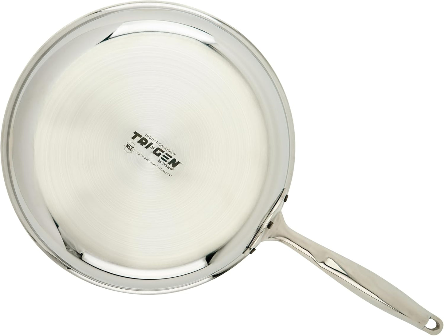 WINCO Tri-Ply Frying Pan, Silver, 10"