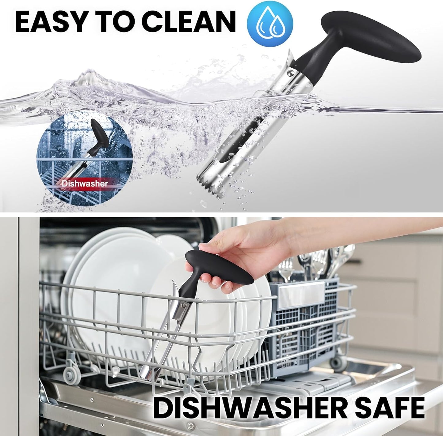 SCHVUBENR Premium Apple Corer Tool - Easy to Use and Clean - Sturdy Apple Core Remover with Sharp Serrature - Stainless Steel Corers for Apple and Pear - Core Fruits with Ease(Black)