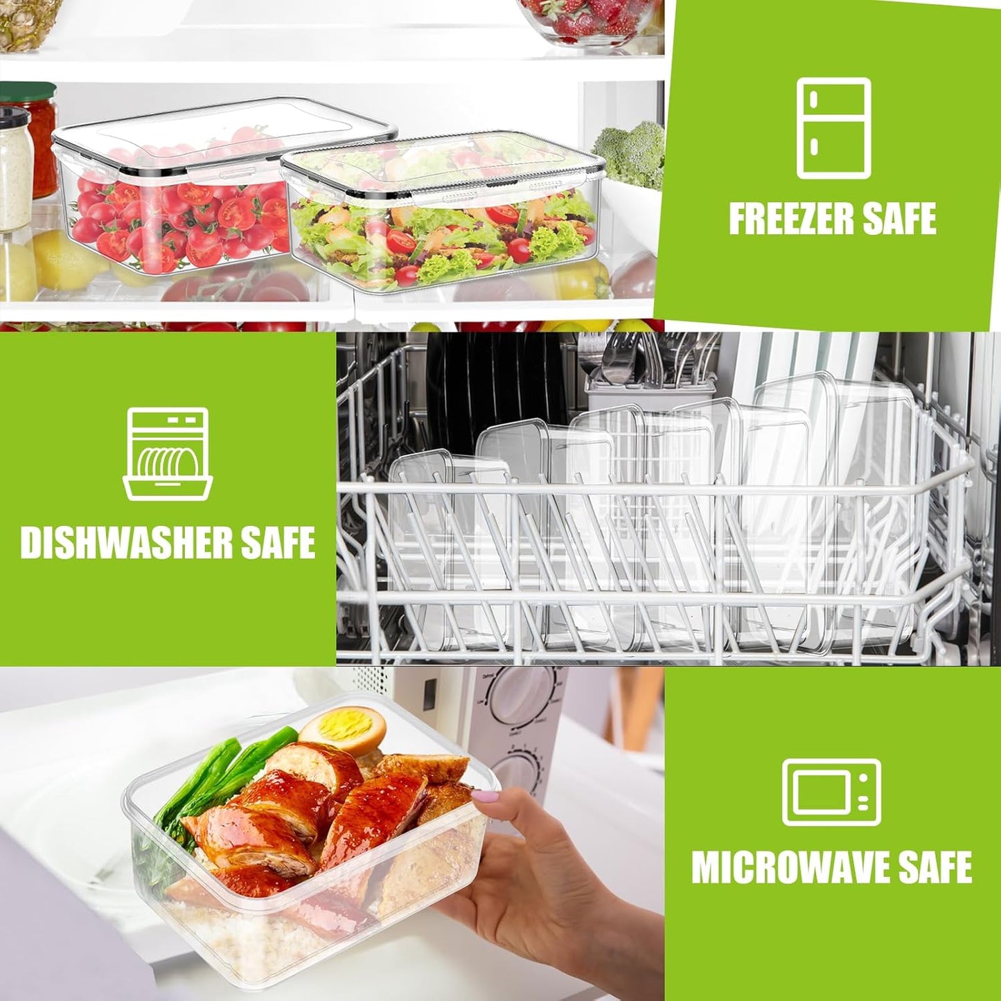 Meal Prep Containers 5pc, Food Storage Containers with Lids BPA Free Plastic, Food Storage Containers Airtight Leakproof Stackable Transparent Dishwasher & Freezer Safe(300-2800ml)