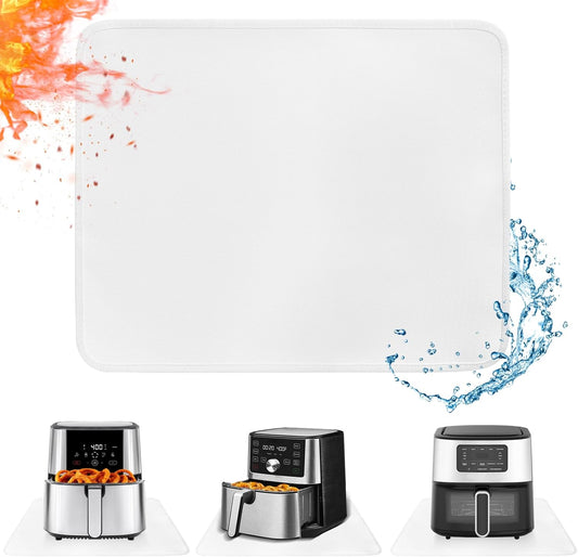 Heat Resistant Mat for Air Fryer, 15 x 18in Countertop Protector, Fireproof Silicone Appliance Slider for Coffee Maker, Toaster, Oven (White)