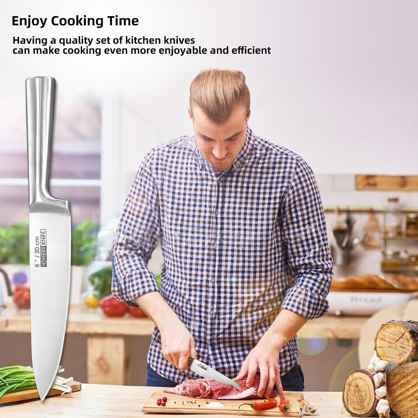 KOFERY 5-Piece Kitchen Knife Set - Razor-Sharp Stainless Steel Blades with Integrated Ergonomic Handle - Easy Clean and Ideal for Culinary Masters