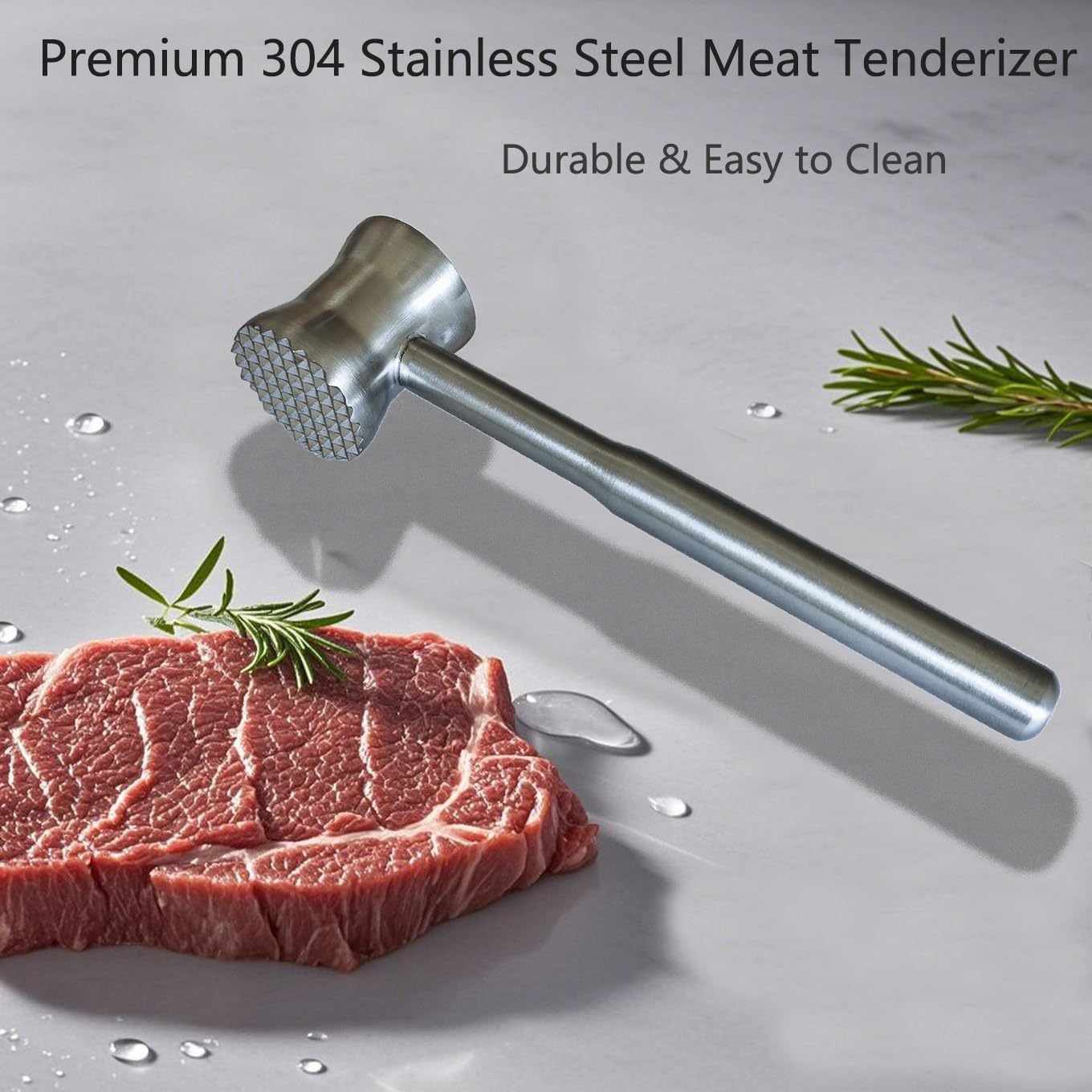 Meat Tenderizer Mallet，304 Stainless Steel ， Kitchen Meat Mallet for Chicken, Veal Cutlet, Steak, Meat Pounder Flattener，Dishwasher Safe