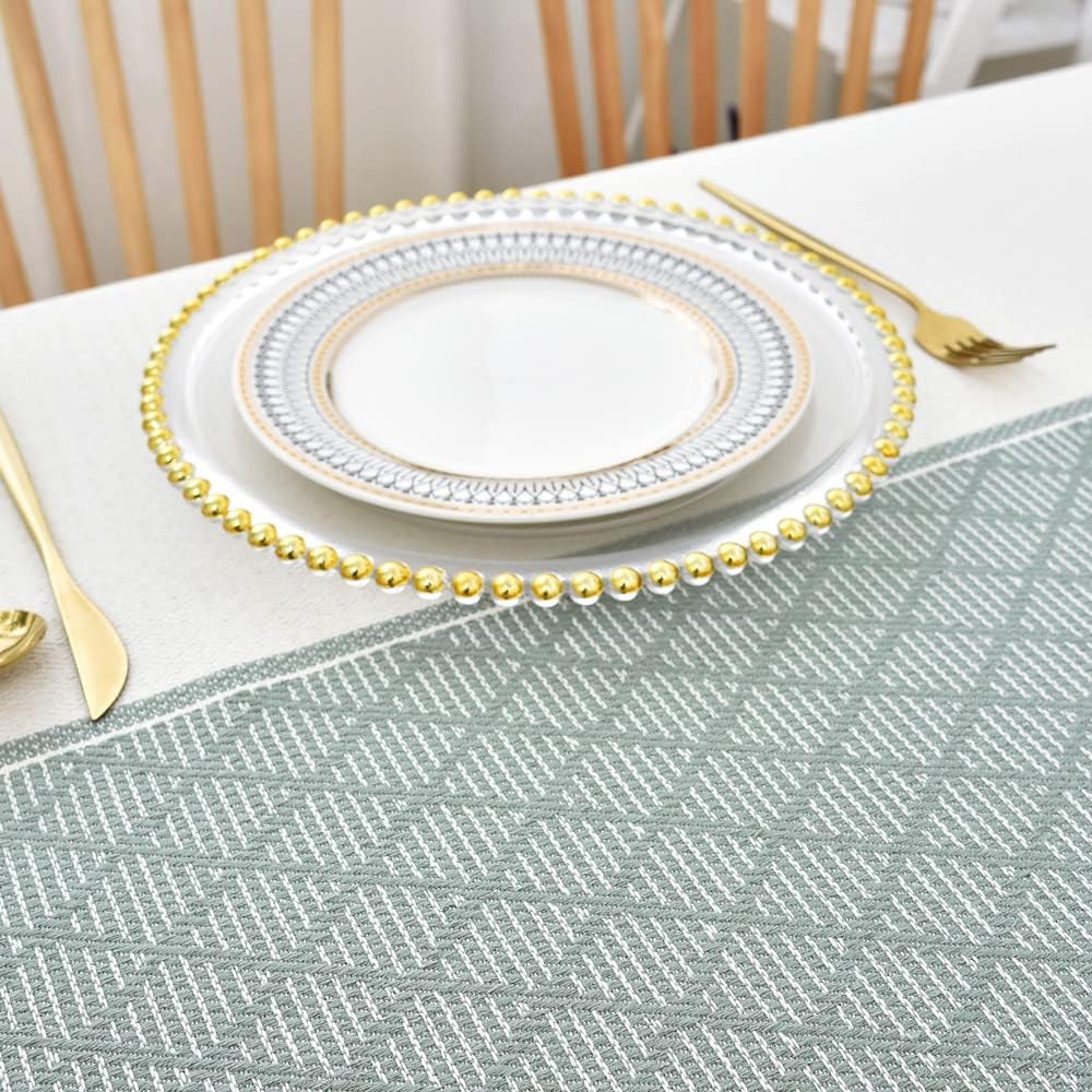 Heavy Duty Cotton Linen Table Cloth for Rectangle Table Rectangular Farmhouse Vintage Tablecloth Washable Rustic Table Cover (Lattice, 52x120 inch)