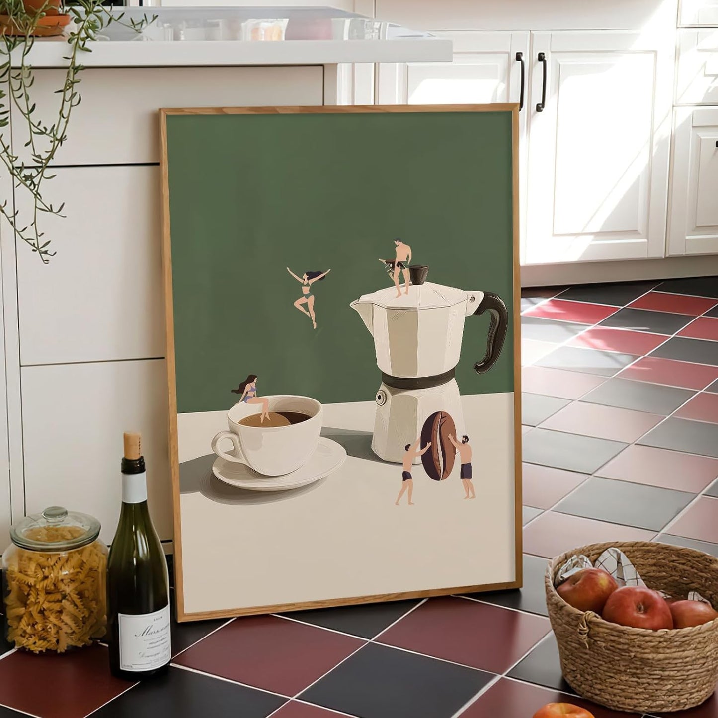 ZHGYGBN Kitchen Wall Art Vintage Abstract Kitchen Poster Restaurant Picture Funny Coffee Canvas Wall Art Ideas Bar Lovers Gift 16x24Inch Unframed Decor for Coffee Shop Home Bar Modern Living Rooms