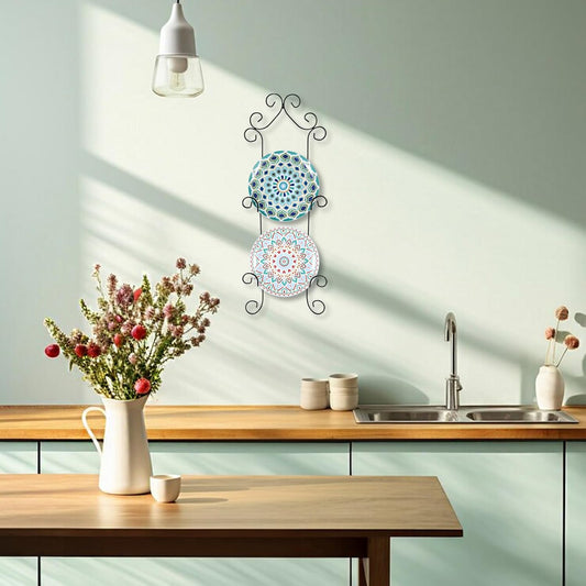 Kokone Plate Hangers for Wall,Metal Plate Rack for Wall,2-Tier Wall Plate Hangers for Plate Up To 8 Inch,Detachable Plate Wall Hangers for Plates Platters Plaques Dishes Artwork Display
