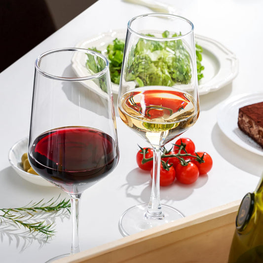 Wine Glasses Set of 6, 13.5oz Red White Wine Glasses,Lead-free Long Stem Wine Glasses for Home, Party, Wedding, Ideal Wine Accessories Gift,Clear