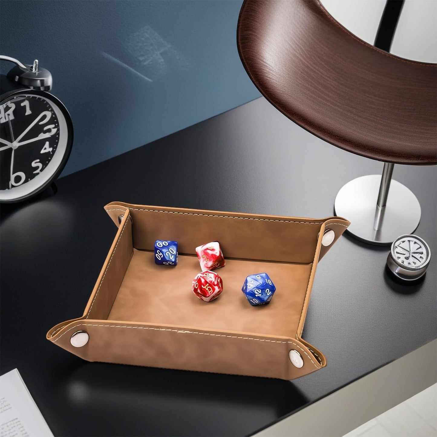 siduater Valet Tray Desktop Storage Organizer – Vegan Leather Catchall Bedside Vanity Tray Nightstand Caddy Holder for Remote Controller, Watch, Keys, Phone, Wallet, Coin, Jewelry, Stone Gray