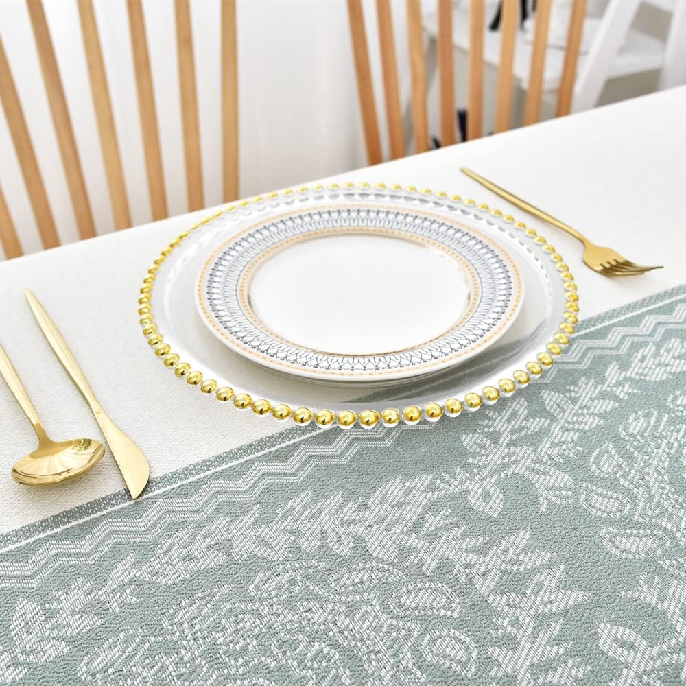 Heavy Duty Cotton Linen Table Cloth for Square Table Farmhouse Vintage Tablecloth Washable Rustic Table Cover (Flowers, 52x52 inch)