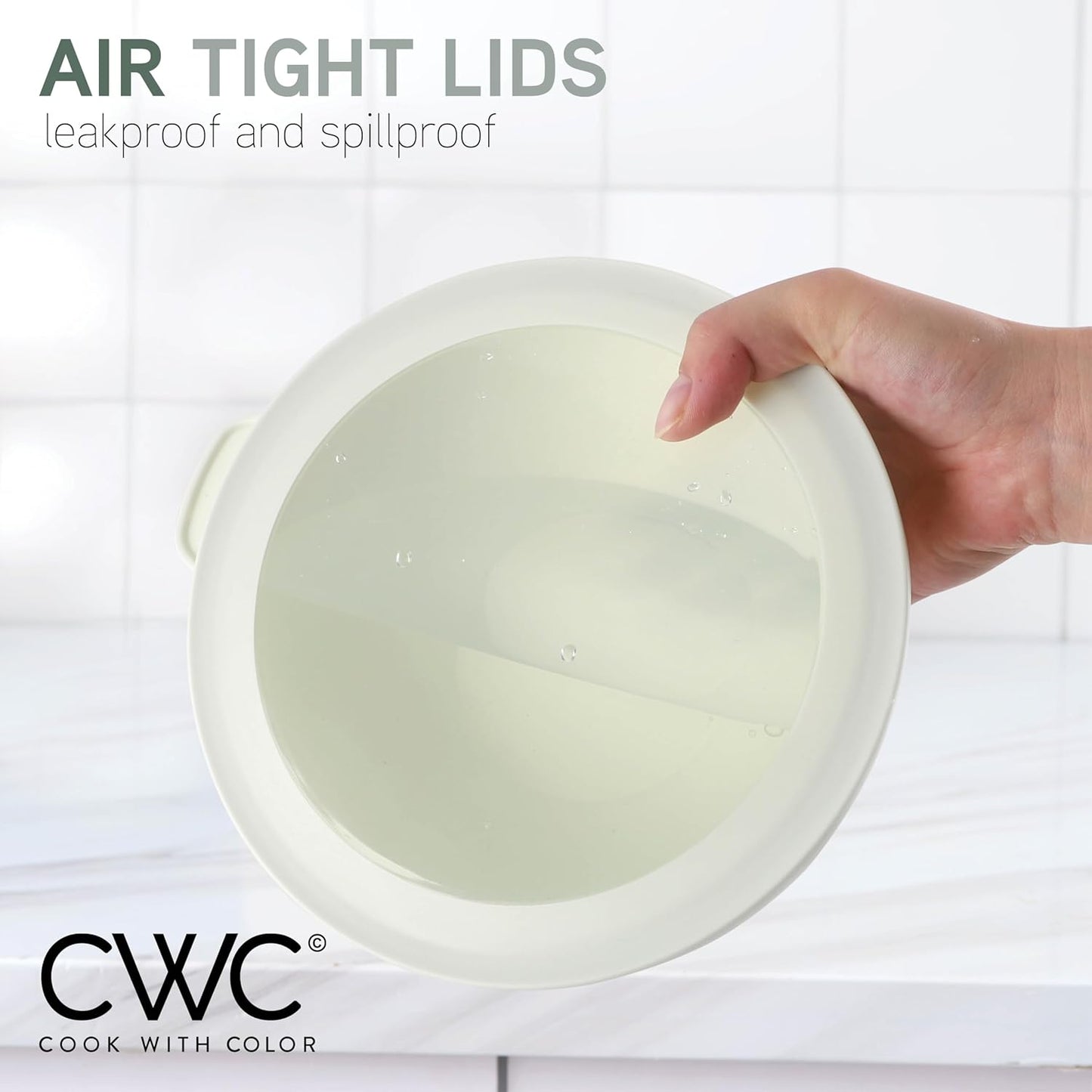 COOK WITH COLOR Mixing Bowls with Lids - 12 Piece Plastic Nesting Bowls Set includes 6 Prep Bowls and 6 Lids, Rhombus Design - Microwave Safe (Sage)