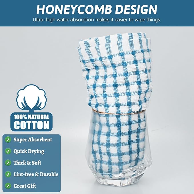 Nialnant 12 Pack Kitchen Towels and Dishcloths Set, Dish Rags for Washing Dishes, 100% Cotton Reusable Cleaning Rag, Quick Drying Dish Towels for Kitchen