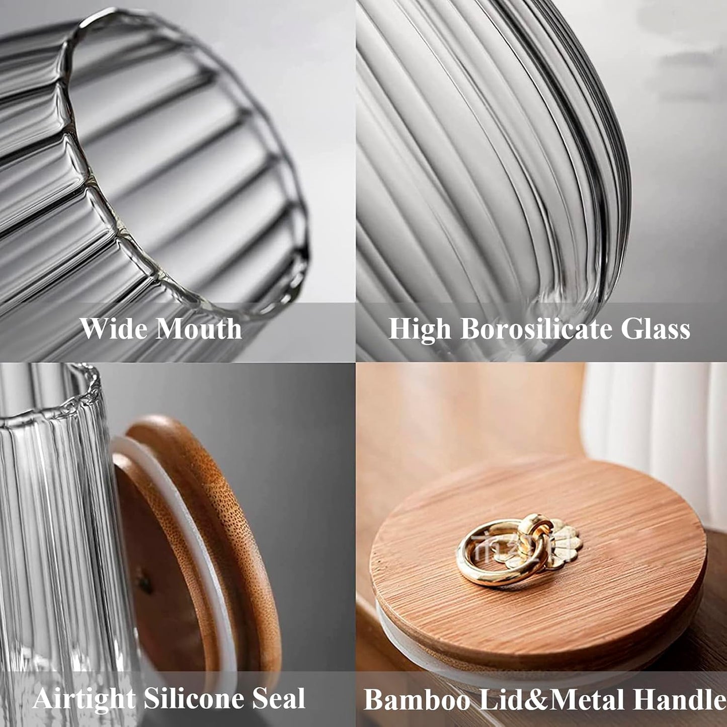 Viovian 50 FL OZ Large Glass Storage Jar with Lid Coffee Nuts Canister Vintage Clear Decorative Glass Jars for Food Coffee Beans Cookie Candy Flour