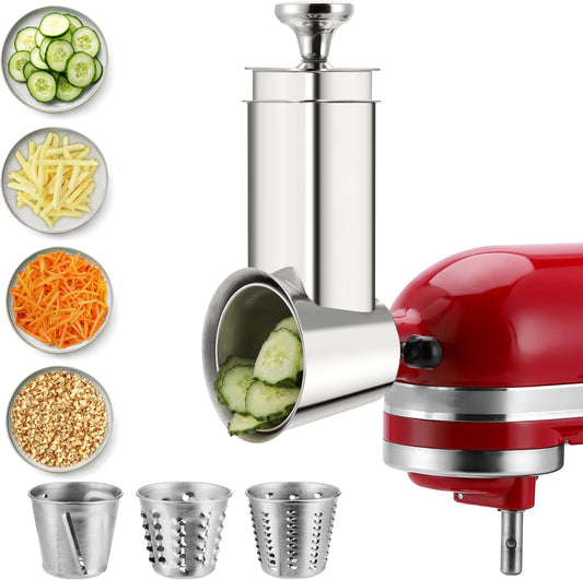 Stainless Steel Slicer Shredder Attachment for Kitchenaid Mixers, Cheese Grater & Vegetable Salad Maker Accessories, Dishwasher Safe