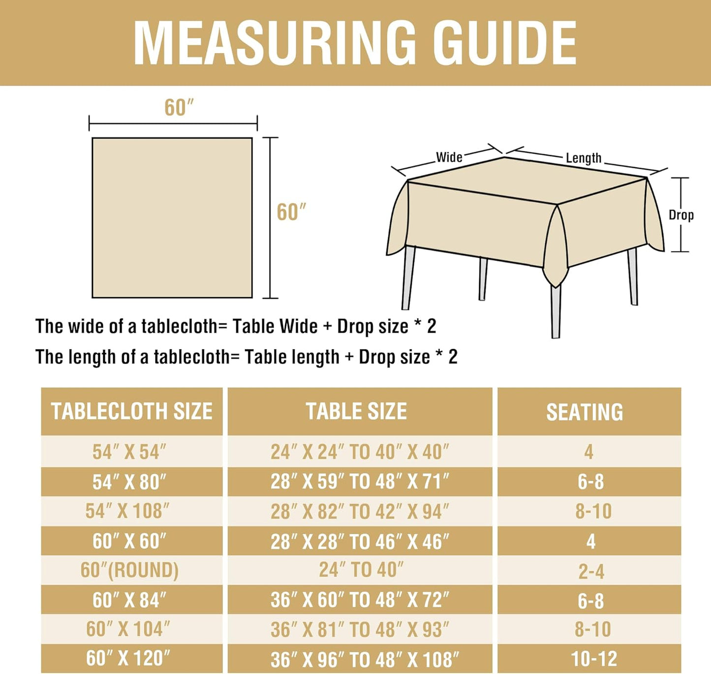 H.VERSAILTEX Linen Table Cloths Square 60 x 60 Inch Premium Tablecloth Spill-Proof Waterproof Table Cover for Dining Buffet Feature Extra Soft and Thick Fabric Wrinkle Free, White