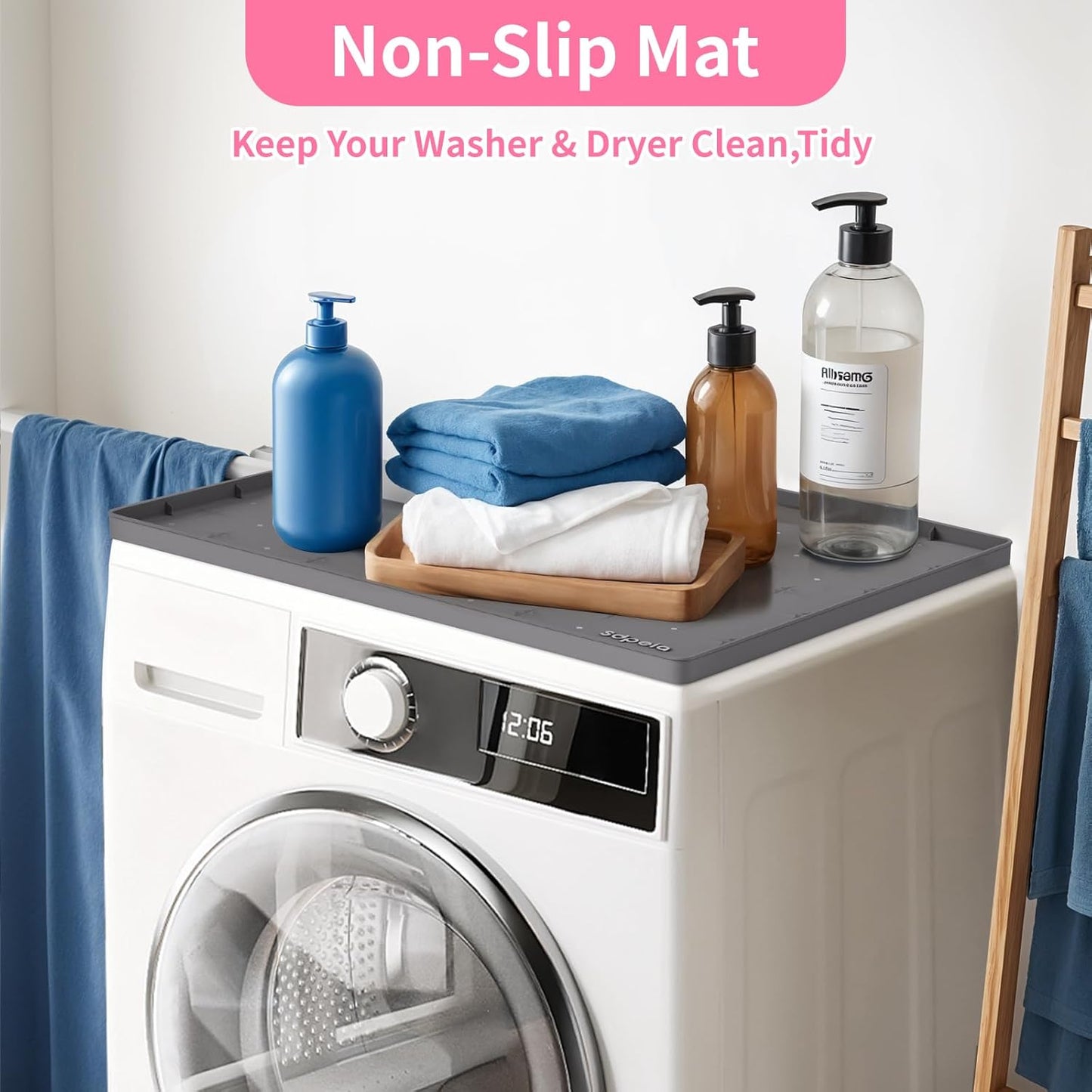 Sdpeia Under Sink Mat 22"×22" – Waterproof Silicone Cabinet Liner & Sink Protector for Kitchen & Bathroom, Multi-Purpose Organizers Tray for Pets, Laundry, Cat Litter Mat,Gray