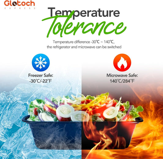 100-Piece (50-Pack) 24 OZ Meal Prep Containers Reusable with Lids, Sturdy Leakproof & Food Safe, Microwave, Freezer, Dishwasher Safe To Go Food Containers, Plastic Take Out Containers, Black