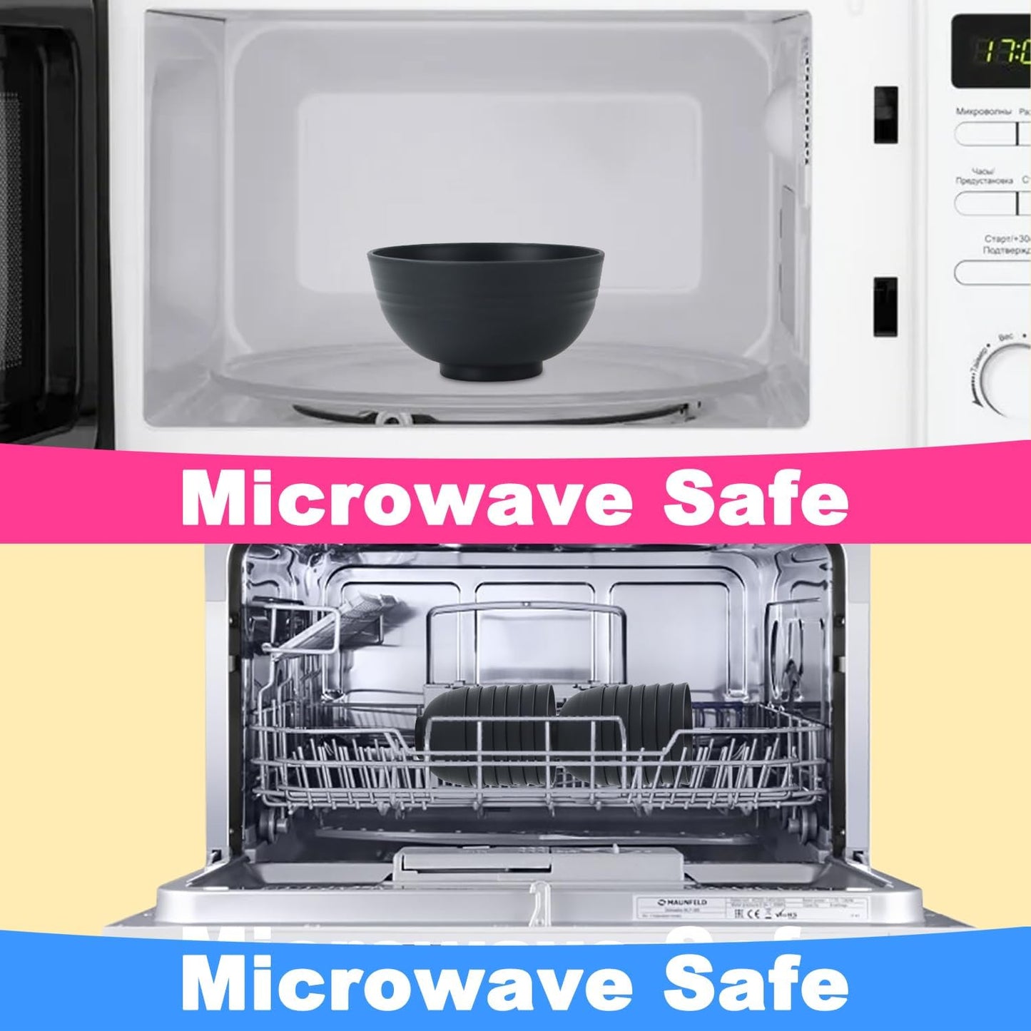 Wheat Straw Bowls Set of 8,10 OZ Small Bowls,Kids Bowls,Cereal Bowls,Plastic Bowls Reusable,Unbreakable Ice Cream Bowls for Dessert,Snack,BPA-Free,Dishwasher & Microwave Safe Bowls for Kitchen,Black