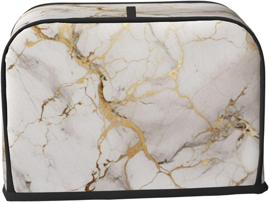 Toaster Cover 2 Slice Marble Gray Gold White Kitchen Small Appliance Covers with Pockets Dust and Fingerprint Protection