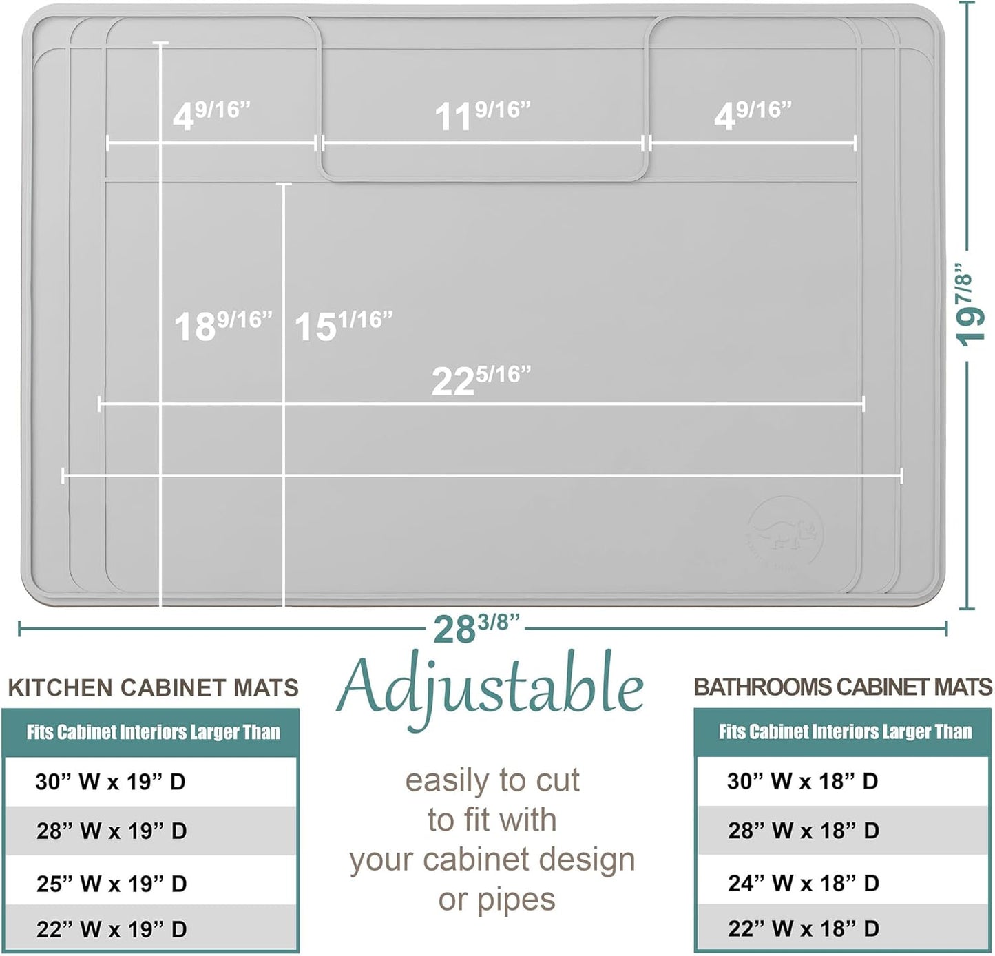 The Original Under Sink Mat - Adjustable Silicone mat, Waterproof Under The Sink Bathroom Vanity Mat, Under sink mats for kitchen waterproof - 28" x 19" or smaller